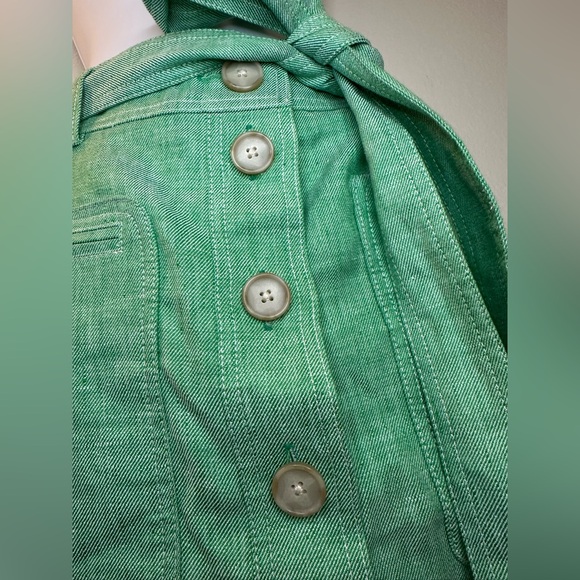 J.Crew Green Linen Blend Button Front Midi Skirt 6 casual spring skirt - Picture 6 of 9